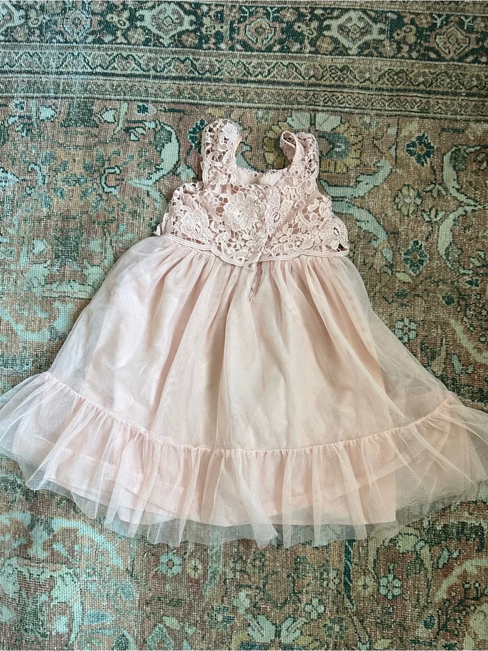 H&M Girls Blush Pink Lace and Tulle Dress